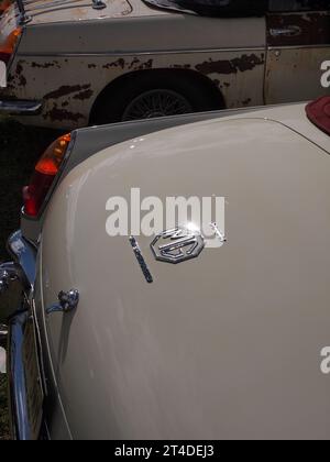 Classic British car details at a recent New Jersey gathering. Stock Photo