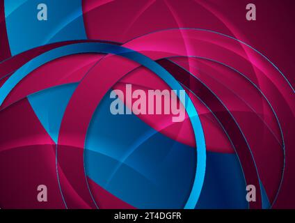 Blue and purple glossy circles abstract tech modern background. Vector design Stock Vector