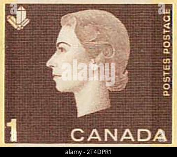 Canada 1 dollar stamp Queen Elizabeth II, 1953 Stock Photo