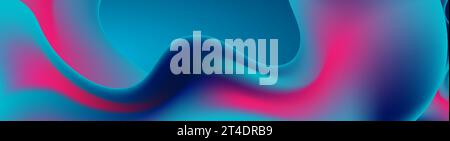 Abstract blue and purple liquid wavy shapes futuristic banner. Glowing retro waves vector background Stock Vector