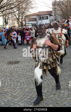 25 February 2023 - Italy Lombardy, Milan, 'Mamutzones' group of Samugheo cheer up the Vimodrone carnival. Stock Photo