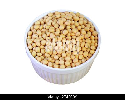 Bowl Full of Dried Soybeans Isolated on white background Stock Photo
