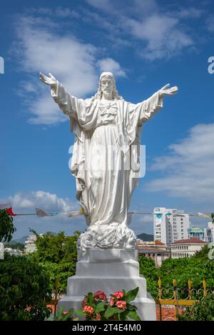 NHA TRANG, VIETNAM - JANUARY 01, 2016: Sculpture of Christ at the entrance to the cathedral of Nha Trang. Vietnam Stock Photo