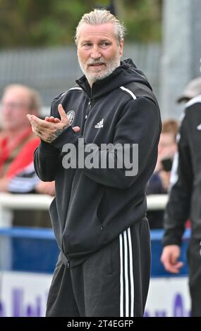 Potteries Park, Stoke-on-Trent, 7th October 2023. Robbie Savage director of football of Macclesfield Football Club, during Hanley Town Football Club V Macclesfield Football Club at Potteries Park, in the Isuzu FA Trophy Third Qualifying Round (Credit Image: ©Cody Froggatt/Alamy Live News) Stock Photo