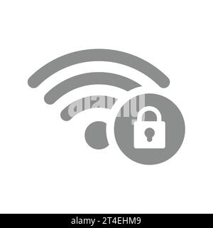 Wi fi and padlock, secured connection icon. Wi-fi protected internet access vector. Stock Vector