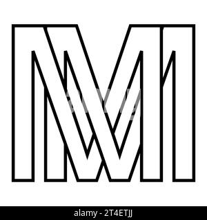 Logo sign mm m icon double letters logotype mm m Stock Vector