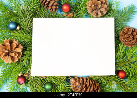 Holiday background with pine cones and copy space Stock Photo