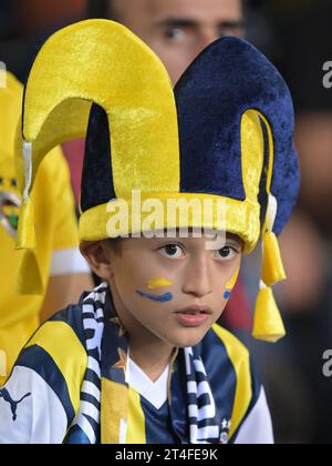 ISTANBUL - Fenerbahce supporter during the Turkish Super Lig match between Fenerbahce AS and Hatayspor at Ulker Stadium on October 22, 2023 in Istanbul, Turkey. ANP | Hollandse Hoogte | GERRIT VAN COLOGNE Stock Photo