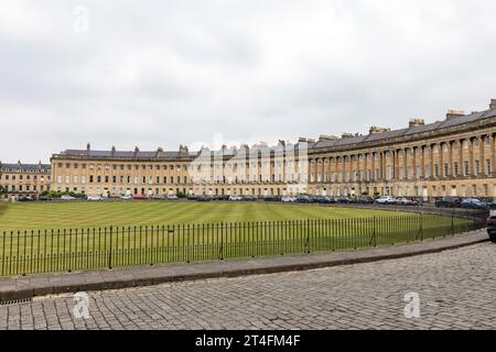 2023, The Royal Crescent 150m long terraced properties Grade 1 Listed in Bath, Somerset,England,UK finest example of Georgian architecture Stock Photo