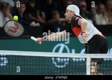 Paris, France. 30th Oct, 2023. Grigor Dimitrov of Bulgaria during day 1 of the Rolex Paris Masters 2023, ATP Masters 1000 tennis tournament on October 30, 2023 at Accor Arena in Paris, France - Photo Jean Catuffe/DPPI Credit: DPPI Media/Alamy Live News Stock Photo