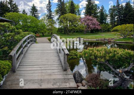 Nikka Yuko Japanese Garden is a 3.75-acre garden near Henderson Lake in Lethbridge, Alberta Stock Photo