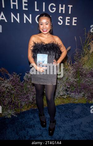 New York, United States. 30th Oct, 2023. NEW YORK, NEW YORK - OCTOBER 30: Nadia Bilodeau attends Netflix's "All The Light We Cannot See" New York Screening at Paris Theater on October 30, 2023 in New York City. Credit: Ron Adar/Alamy Live News Stock Photo