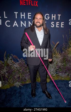 New York, United States. 30th Oct, 2023. NEW YORK, NEW YORK - OCTOBER 30: Joe Strechay attends Netflix's 'All The Light We Cannot See' New York Screening at Paris Theater on October 30, 2023 in New York City. Credit: Ron Adar/Alamy Live News Stock Photo