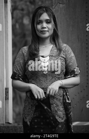 Beautiful Javanese with kebaya. Kebaya is one of traditional Indonesian clothes Stock Photo