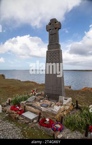 Memorial at Fitzroy in the Falkland Islands, to the Welsh guards killed in the attack on the Sir Galahad ship during the Falklands war, 8th June 1982 Stock Photo