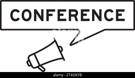Megaphone icon with speech bubble in word conference on white background Stock Vector