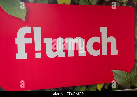 Bordeaux , France - 10 19 2023 : flunch logo brand on entrance french text sign for self service restaurant in france Stock Photo
