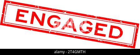 Grunge red engaged word square rubber stamp in white background Stock Vector