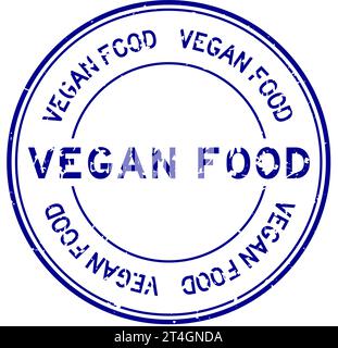 Grunge blue vegan food word square rubber seal stamp on white ...