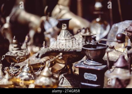 An array of Egyptian artifacts and souvenirs in Cairo, Egypt Stock Photo