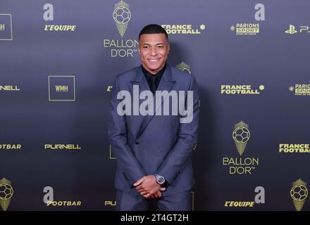 Paris, France. 30th Oct, 2023. Paris Saint Germain's French forward Kylian Mbappe arrives at the 2023 Ballon d'Or France Football award ceremony in Paris on Oct. 30, 2023. Credit: Gao Jing/Xinhua/Alamy Live News Stock Photo