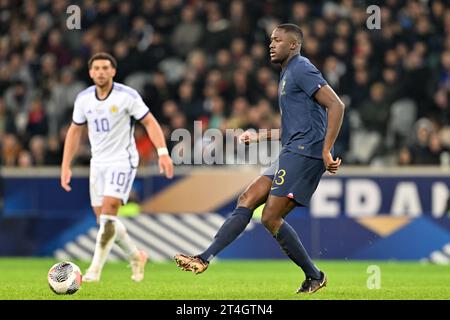 Ibrahima Konate (13) of France pictured during a soccer game between the national teams of France and Scotland in friendly game, on October 17 , 2023 in Lille, France. (Photo by David Catry / Sportpix) Stock Photo