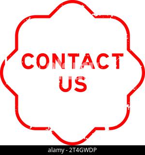 Grunge red contact us word rubber seal stamp on white background Stock Vector