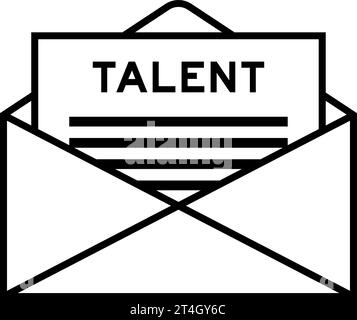 Envelope and letter sign with word talent as the headline Stock Vector