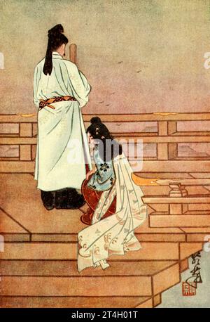 THE EMPEROR NINTOKU Colour illustration by Miss Wakana Utagawa [Emperor Nintoku, also known as Ohosazaki no Sumeramikoto was the 16th Emperor of Japan] illustrating the book ' Japan ' by John Finnemore, published in 1911 by A. and C. Black London Stock Photo
