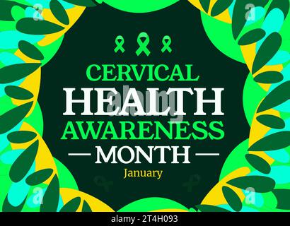 Cervical Health Awareness Month  colorful background with ribbon and typography. January is observed to spreadawareness about Cervical health Stock Photo