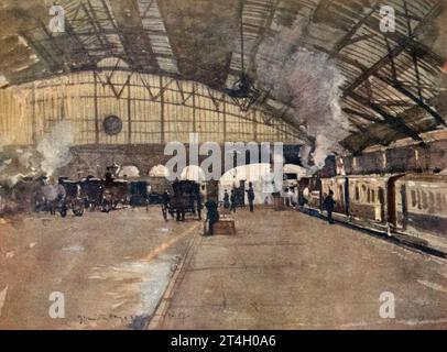 Lime street station Painted by J. Hamilton Hay from the book ' Liverpool ' described by Dixon Scott published by A. & C. Black 1907 Stock Photo