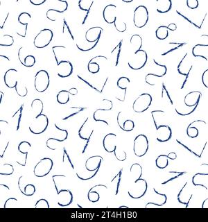 Doodle number pattern on a transparent background, hand drawn vector elements, design for children on the theme of mathematics, education Stock Vector