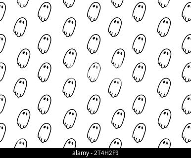 Ghost pattern, line style, on a transparent background. Vector illustration, holiday Halloween Stock Vector