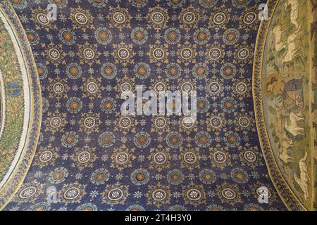 Vault Mosaics of the Galla Placidia Mausoleum in Ravenna, Emilia-Romagna, Italy. Stock Photo