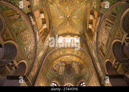 Mosaics of the Presbytery and Apse of the Basilica San Vitale, Emilia-Romagna, Italy. Stock Photo