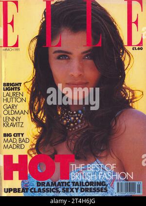 ELLE front cover page with Helena Christianson March 1991 Helena Christianson on the cover of ELLE UK magazine Stock Photo