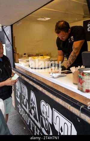 Abbergavenny Food Festival 2023, held annually on the third week of September in Wales. Captured on 16th September 2023 Stock Photo