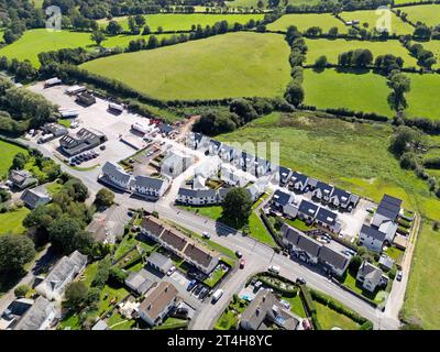 New build housing on the former station yard at Moretonhampstead, Devon, UK. September 2023 Stock Photo