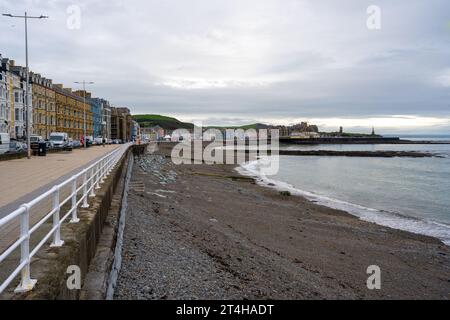 Aberystwyth, which means ‘mouth of the river Ystwyth’, is in the Ceredigion region and is famous for its mile-long Victorian promenade and the oldest Stock Photo