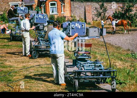 Cameramen operating cameras ATV television ITV company outside broadcast, UK 1964 Stock Photo
