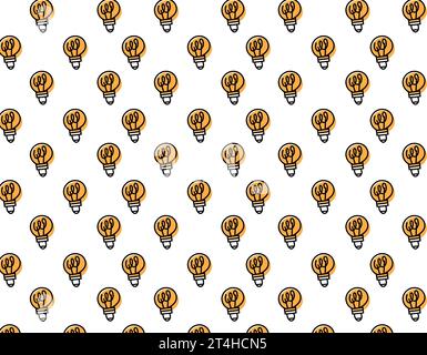 Lamp line hand drawn seamless pattern design. Light bulb icon. Hand drawn doodles. Concept for inspiration of big ideas, innovation. Isolated vector i Stock Vector