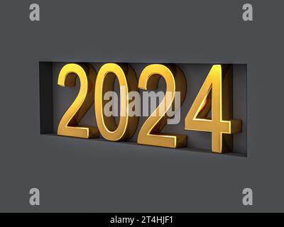 Gold number 2024. New year concepts. 3d rendering Stock Photo