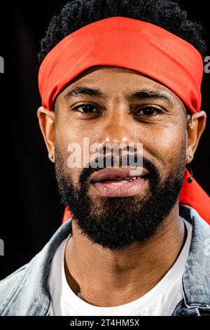 TILBURG - Portrait of Urvin Monte during the presentation of Boni, the Musical. This thoroughly composed musical focuses on the mythical life story of Boni and his struggle against slavery in Suriname. ANP ROB ENGELAAR netherlands out - belgium out Stock Photo