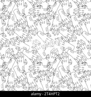 Zombie hands pattern, line style, on a white background. Pattern for Halloween holiday Stock Vector