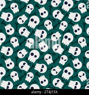 Pattern black and white in a cute style, vector art, for background, for textiles, Halloween theme, for children, Stock Vector