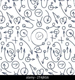 Arrow icon vector pattern with hand drawn circles in mechanical style for design, thin arrows, chaotic sizes collection Stock Vector