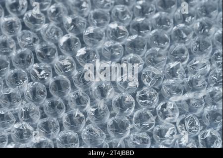 Plastic air bubble wrap background macro close up view Stock Photo