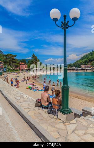Roadside Beach in Corfu, Greece Stock Photo