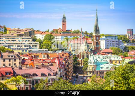 City of Gothenburg rooftops panoramic view, Vastra Gotaland County of Sweden Stock Photo