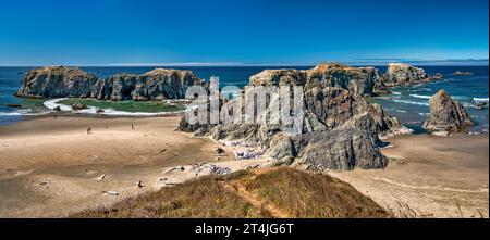 Sea stacks, Bandon Beach, view from Coquille Point, Oregon Islands National Wildlife Refuge, Bandon, Oregon, USA Stock Photo